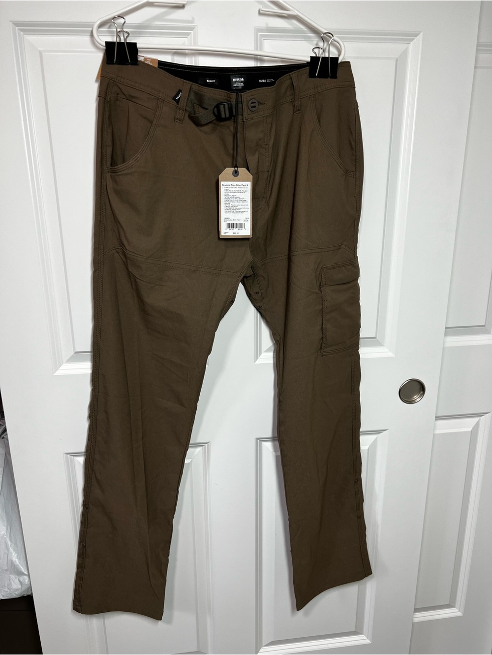 NWT Prana Stretch Zion Slim Pant II Performance Cargo Pants in Mud Men’s 35x34